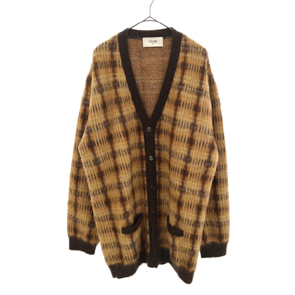 Shop CELINE - THE DANCING KID Brushed Mohair Cardigan 2A26K730M Brushed Mohair Cardigan Tartan 
