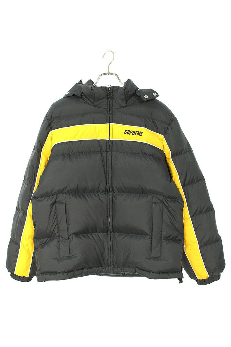supreme stripe panel down jacket black