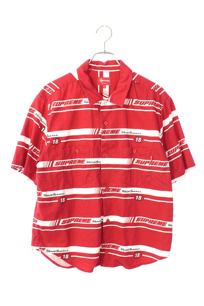 supreme striped racing work shirt
