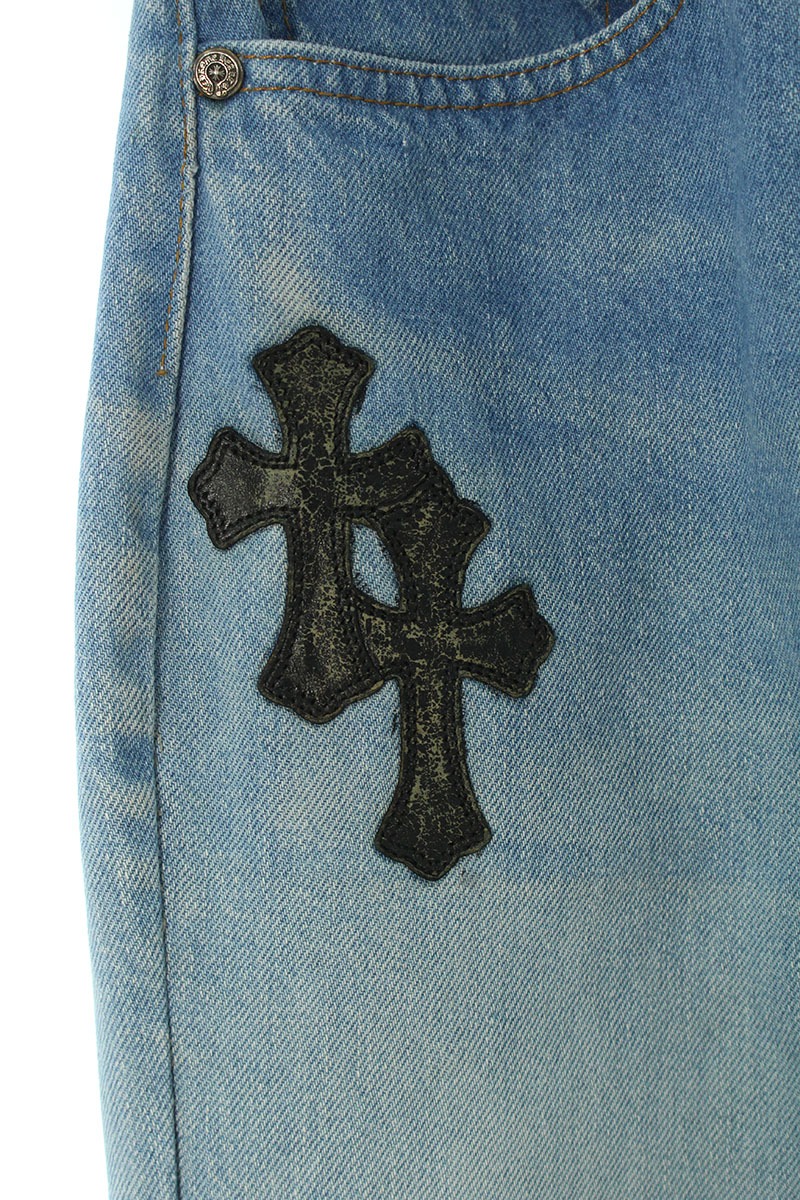 Shop CHROME HEARTS - Flared denim pants 