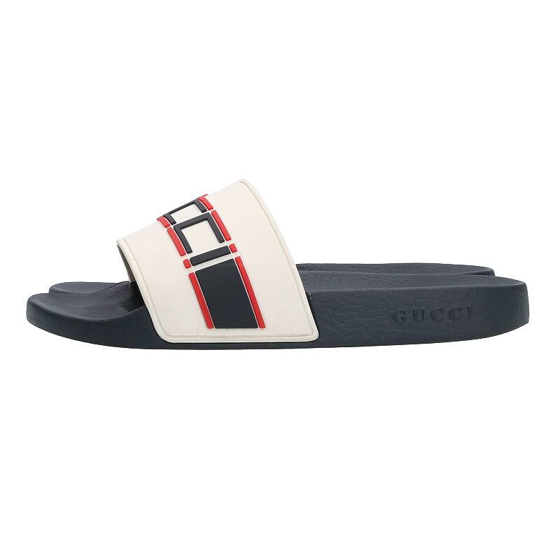 gucci striped rubber slides